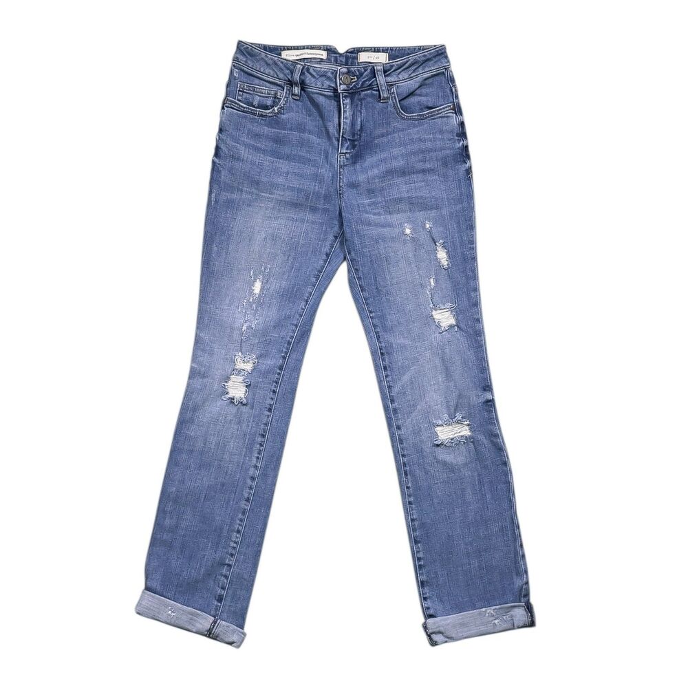 Pilcro Anthropologie Jeans Womens 26 Slim Straight Distressed Stretch Denim Blue